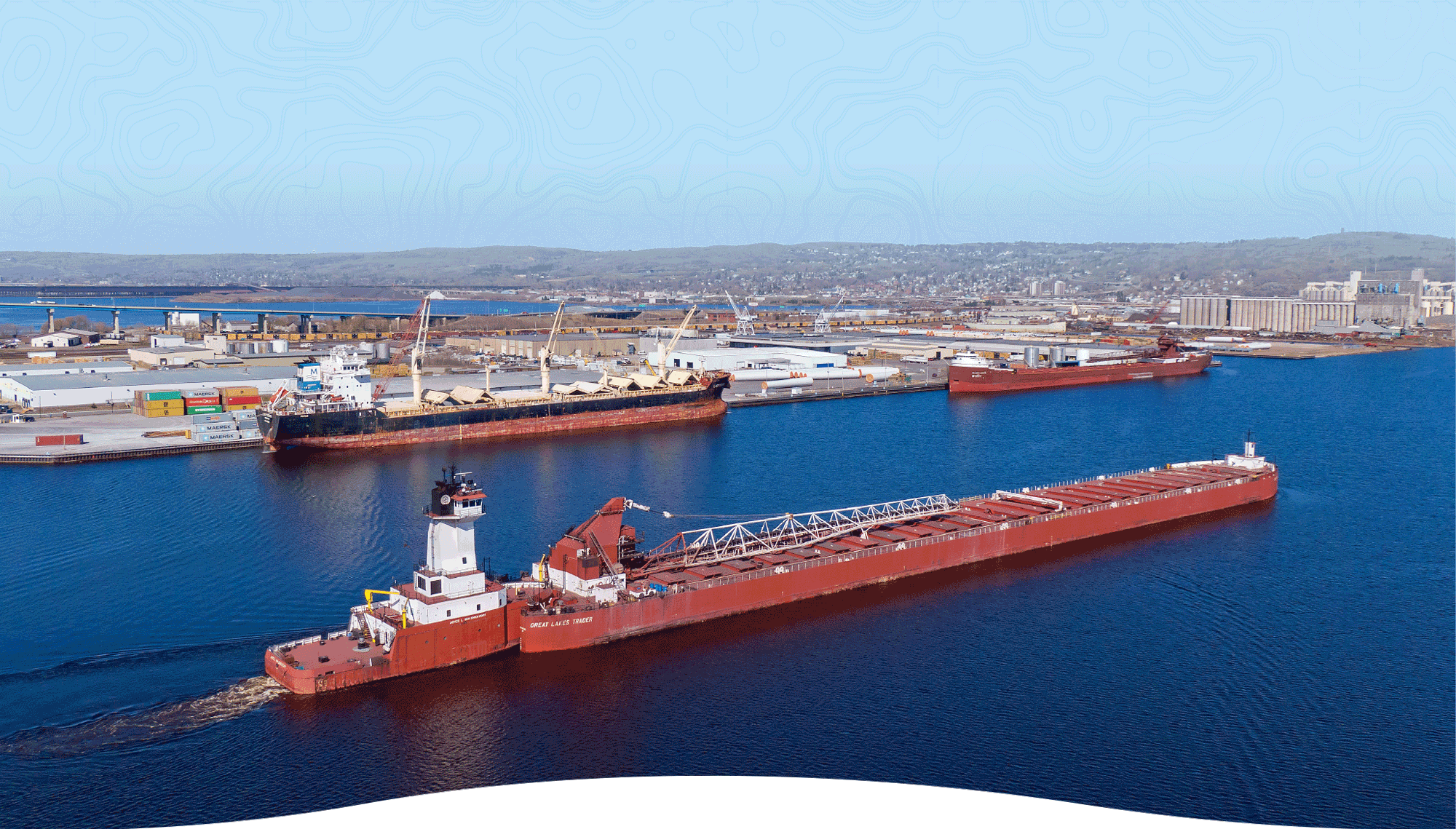 Home Banner Image with ore ship on Lake Superior